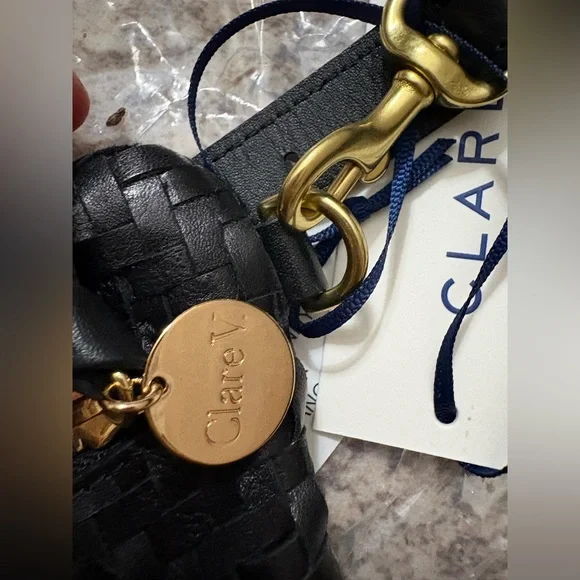 NWT Clare V grande Fanny belt bag in black woven zig zag - Picture 11 of 16